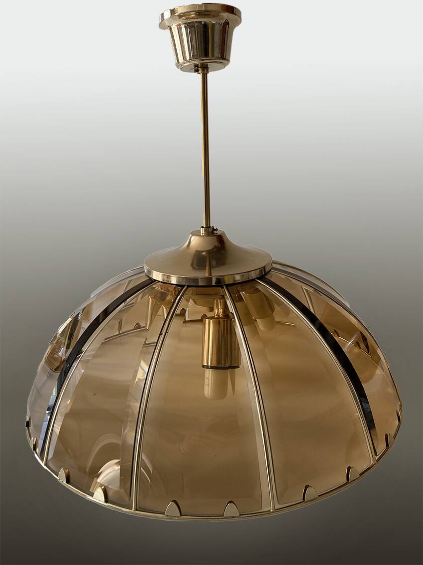 Vintage chandelier with glass dome and vintage gold metal