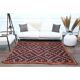 1970s Vintage Turkish Oushak Handmade Wool Cotton Red Runner Rug 161x214