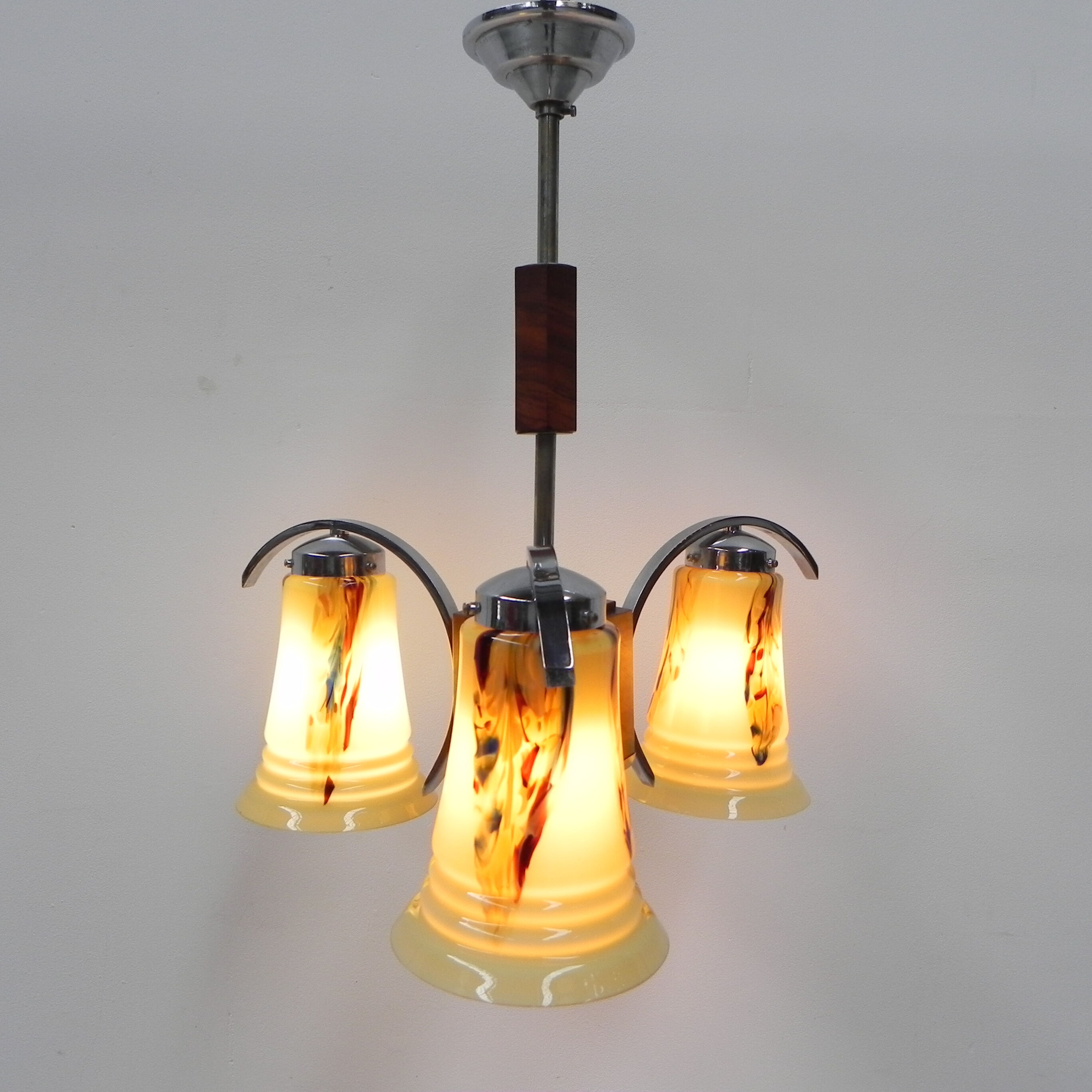Art deco hanging lamp in glass