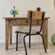 Chaise d’école vintage enfant bois et métal noir style industriel