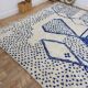 Vintage Azilal rug 310x246 cm - Blue geometric patterns