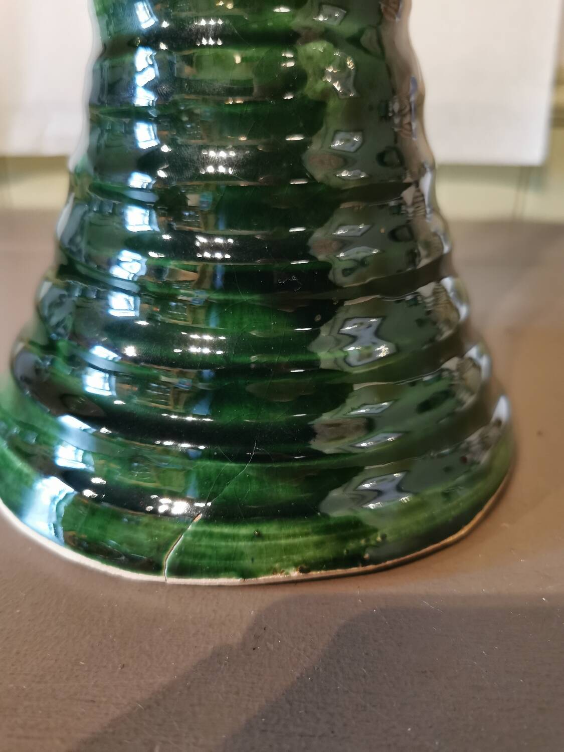 Large green ceramic candle holder Morocco