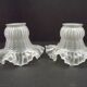 Pair French 1930s White Opaque Patterned Glass Replacement Shades 0161
