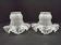 Pair French 1930s White Opaque Patterned Glass Replacement Shades 0161