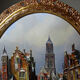 Large painting of an urban scene, oil on wood, framed, John Haanstra, vintage.