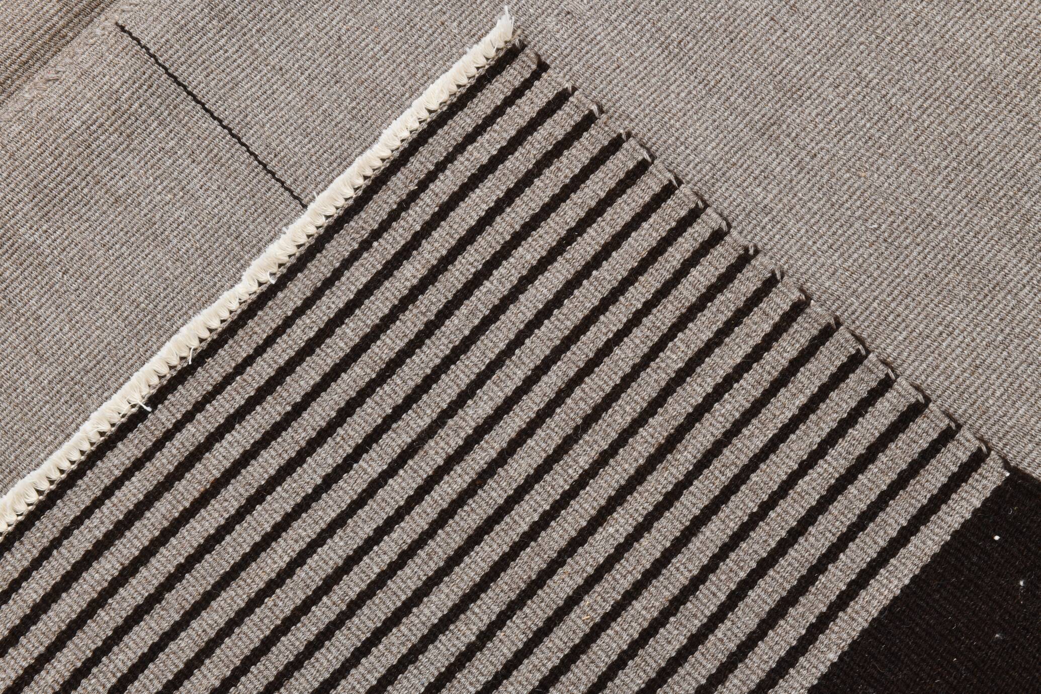 8x10 Contemporary Gray Black Vintage Kilim Rug, 225x325Cm