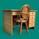 Vintage rattan and woven wicker desk 1970
