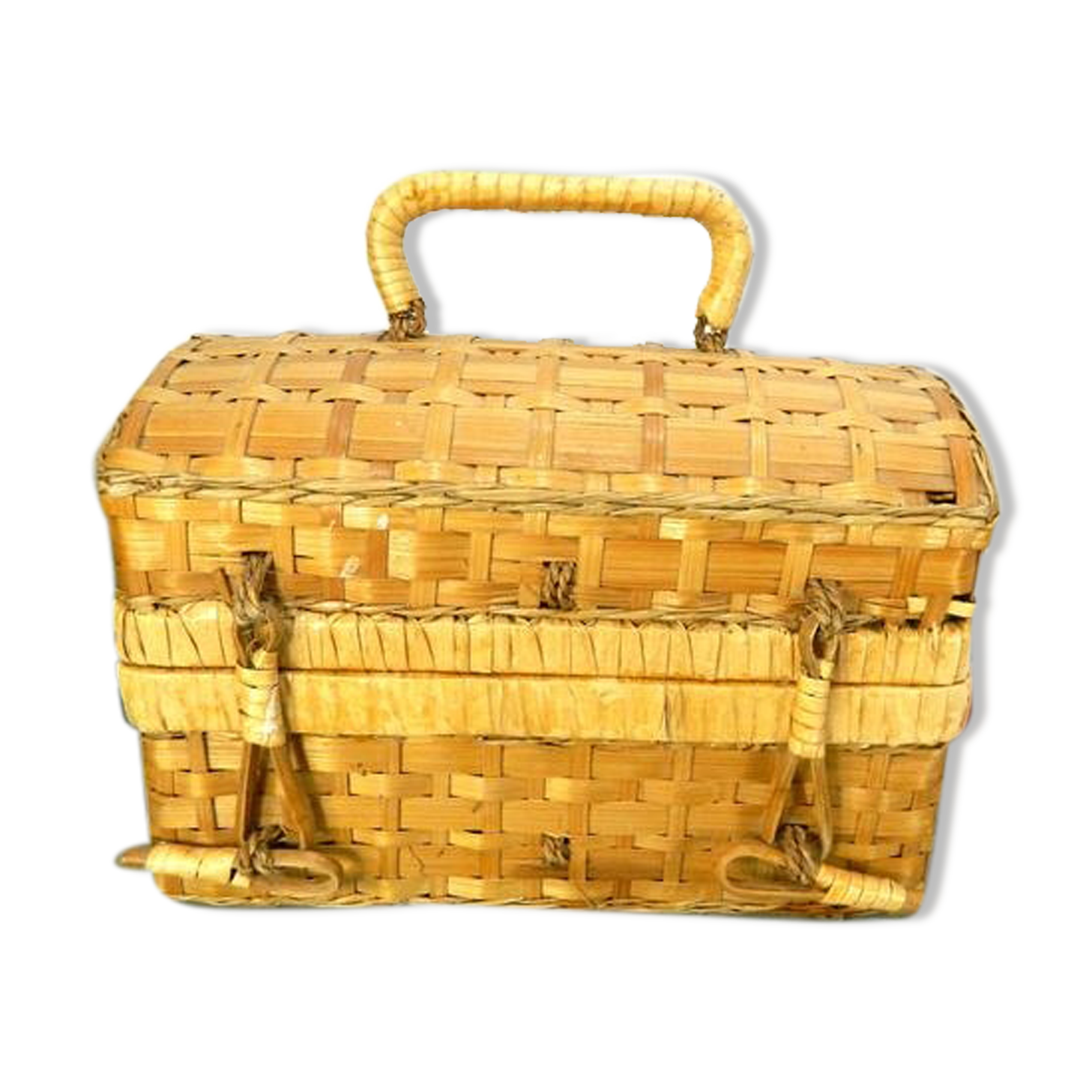 Wicker basket with a handle, vintage