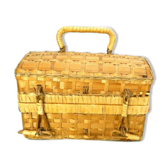 Wicker basket with a handle, vintage