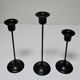 Trois bougeoirs métal laqué noir scandinaves