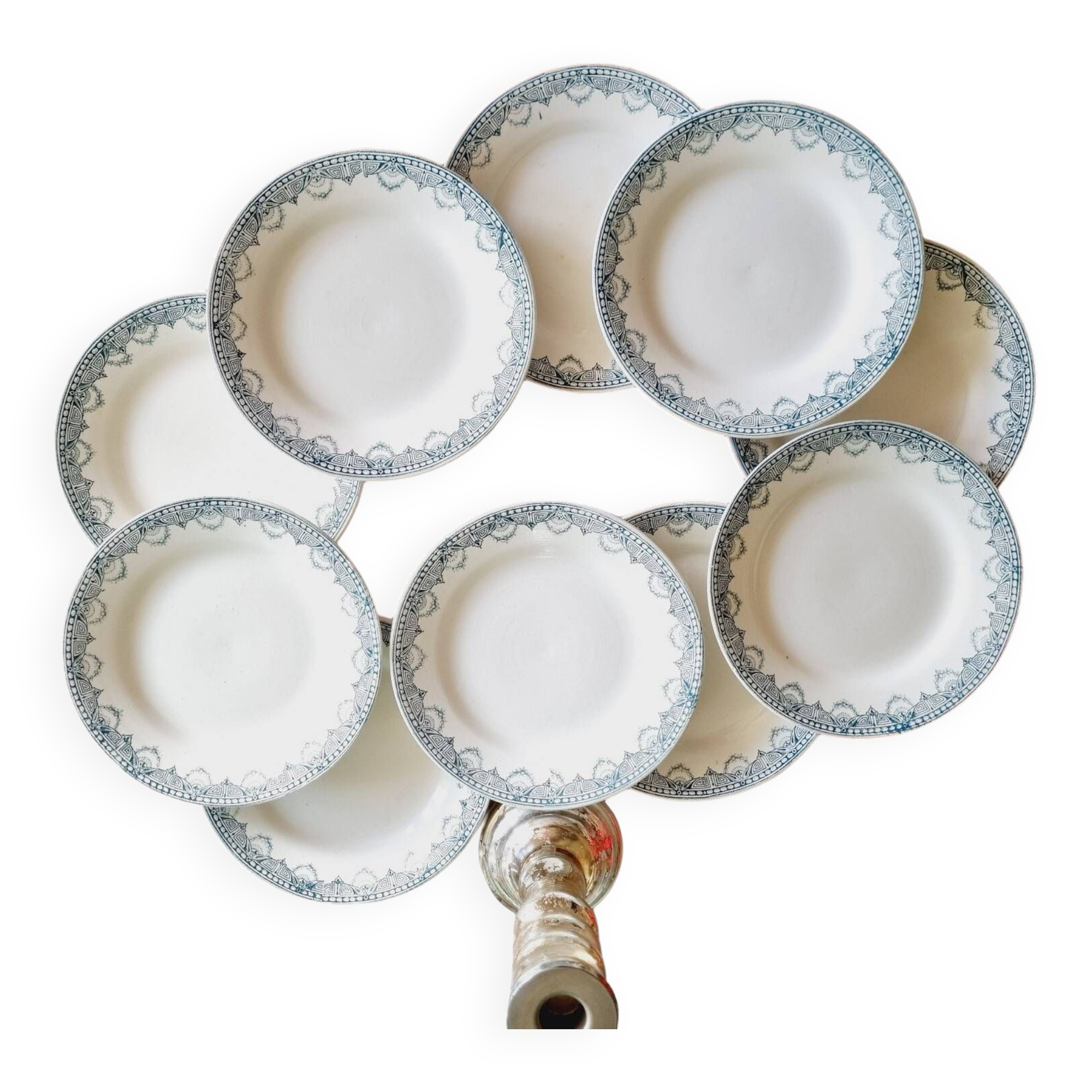 10 assiettes à desserts Léon Graves Clairefontaine Recamier