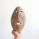Mayan ceramic wall mask from Accolay, art brut, 1960s