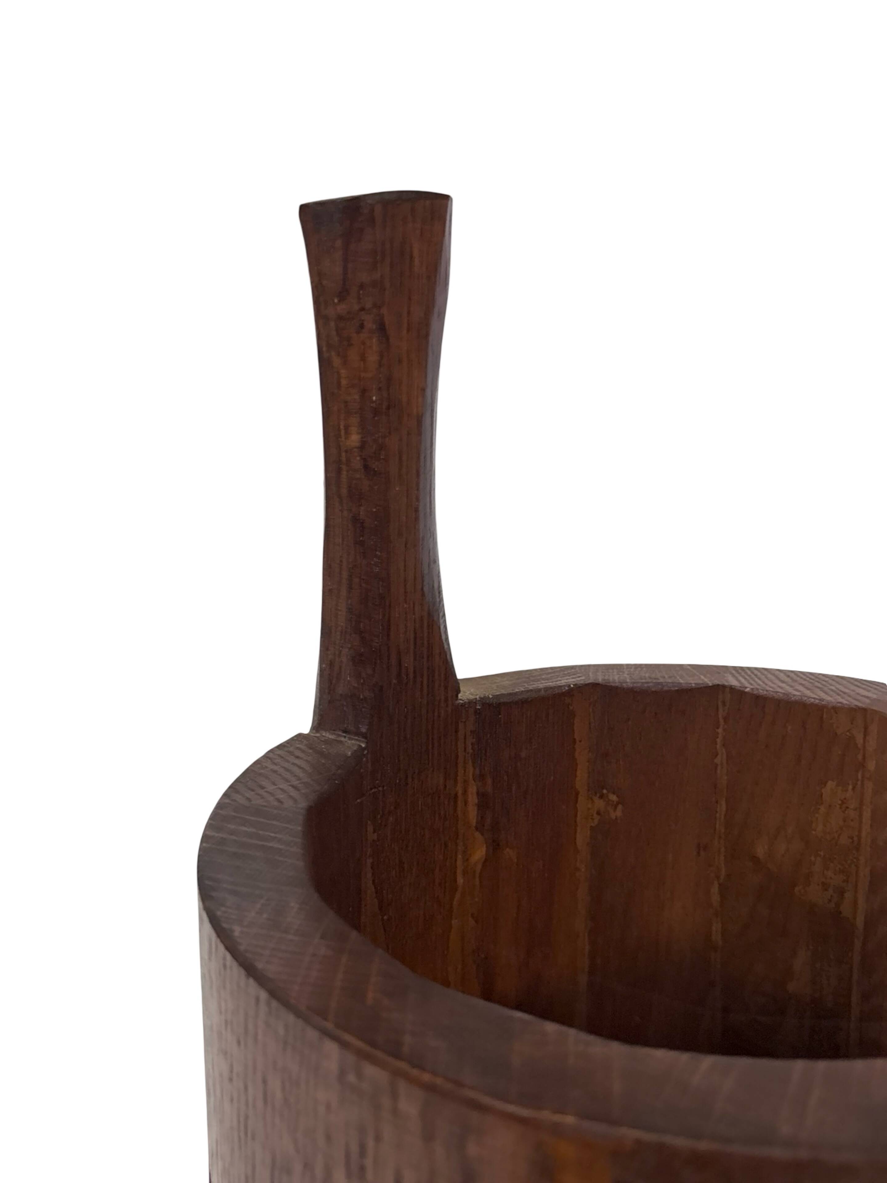 Vintage umbrella stand holder oak basket storage design 60's minimalist
