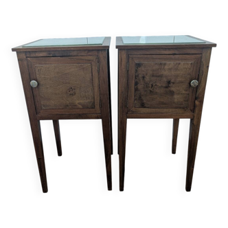 Pair of bedside tables with mirrored tops