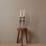 Pair of bronze cobra candlesticks, tribal ethnic decorative object, handcrafted
