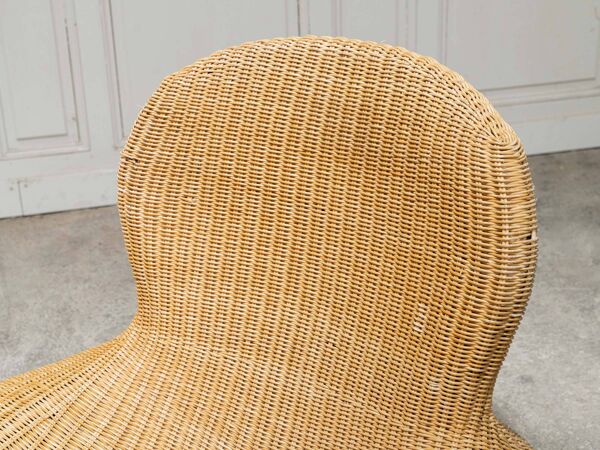 Grand fauteuil relax IKEA en rotin des années 2000