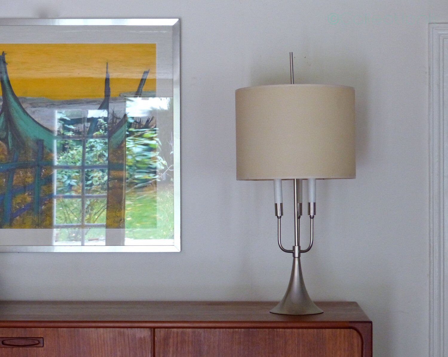 Lampe pied tulipe vintage