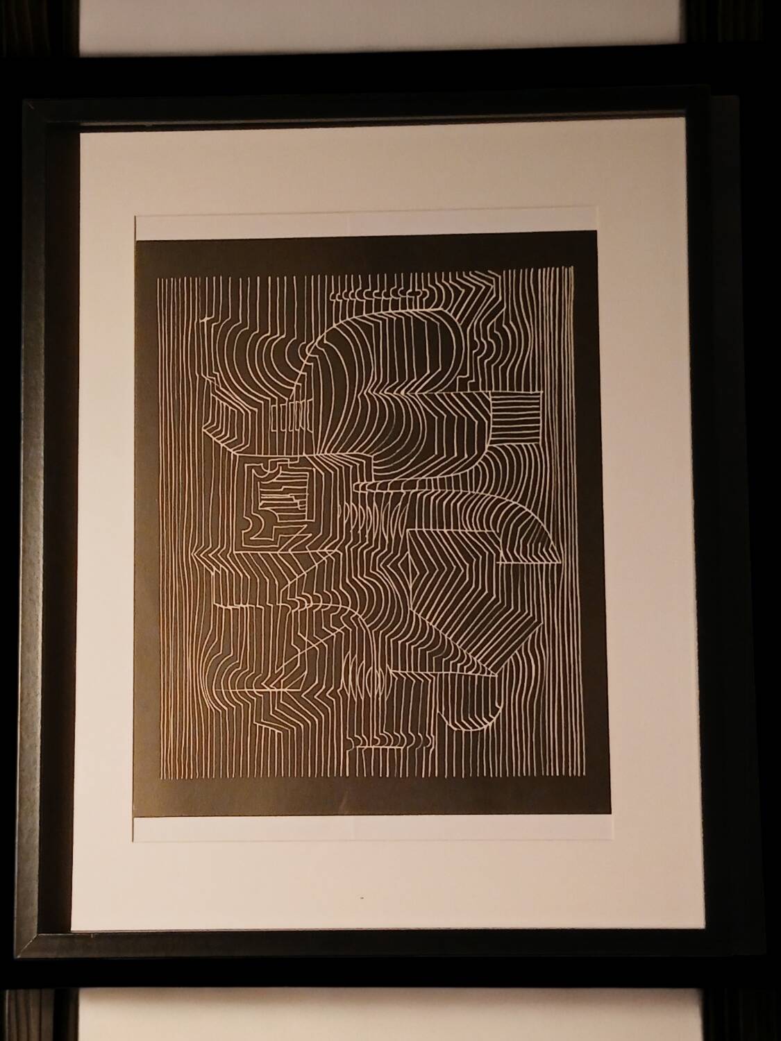 Tableau Vintage Art Optique - Victor Vasarely - Frame 50x40cm