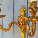 Applique murale Art nouveau en bronze : style français, 2 lumières, années 1950