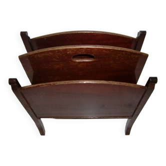 Mahogany magazine rack, 2 brown compartments