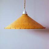 70s woven bamboo pendant light