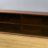 Long Glass Bookcase in Walnut, Rozaffy Style – 1960