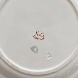 4 polychrome ironstone dessert plates with flowers, KG Lunéville