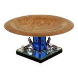 Art Deco Bronze and Stained Glass Centerpiece from Buschi, 1930s