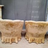 Pair of flared back toad armchairs