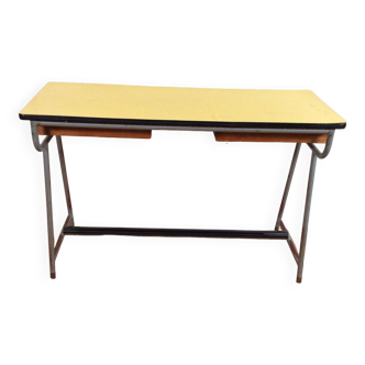 yellow formica obumex childrens desk with drawers