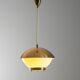 Large brass pendant with engraved opaline glass