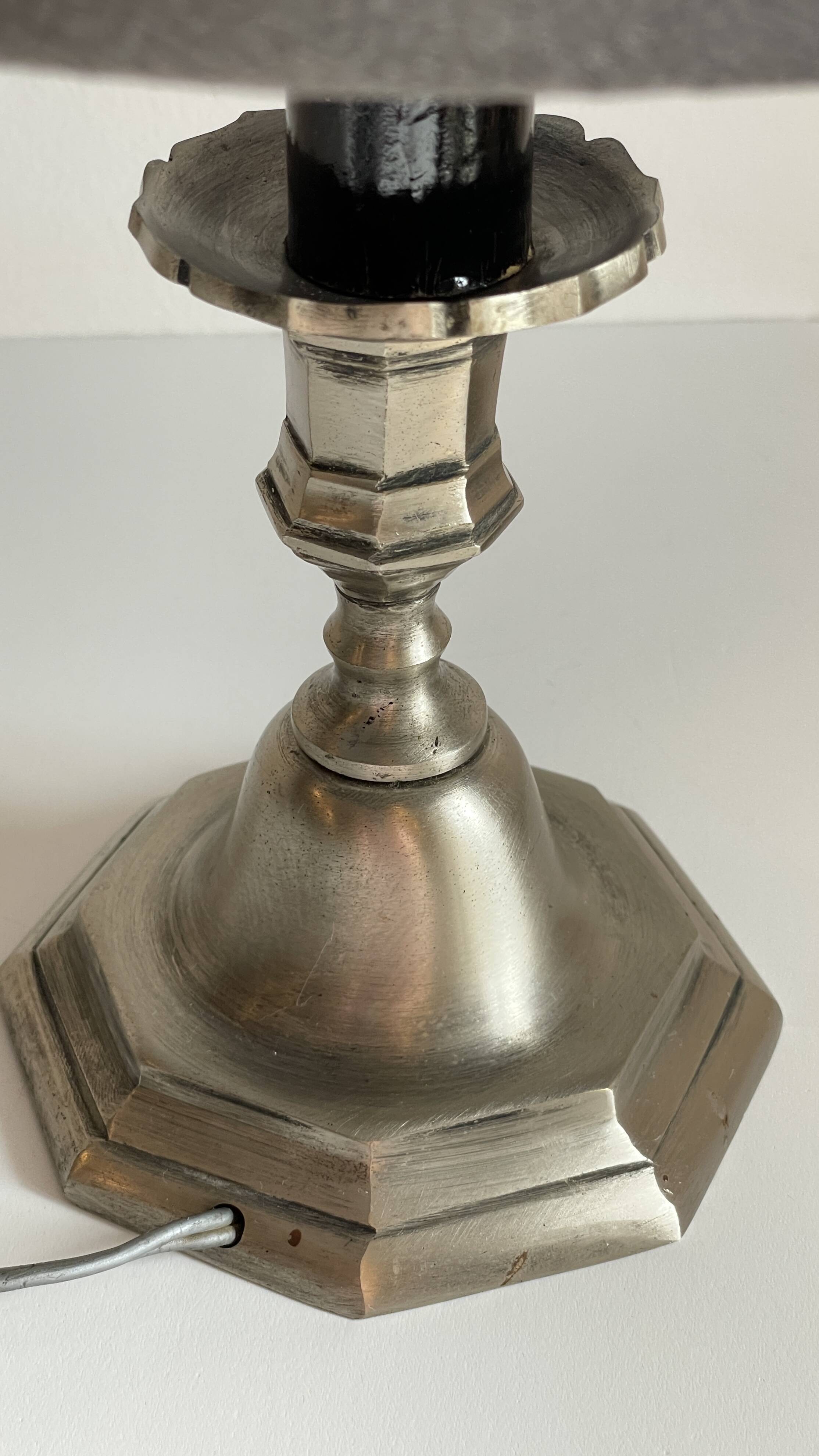 Lamp vintage steel and velvet candle holder