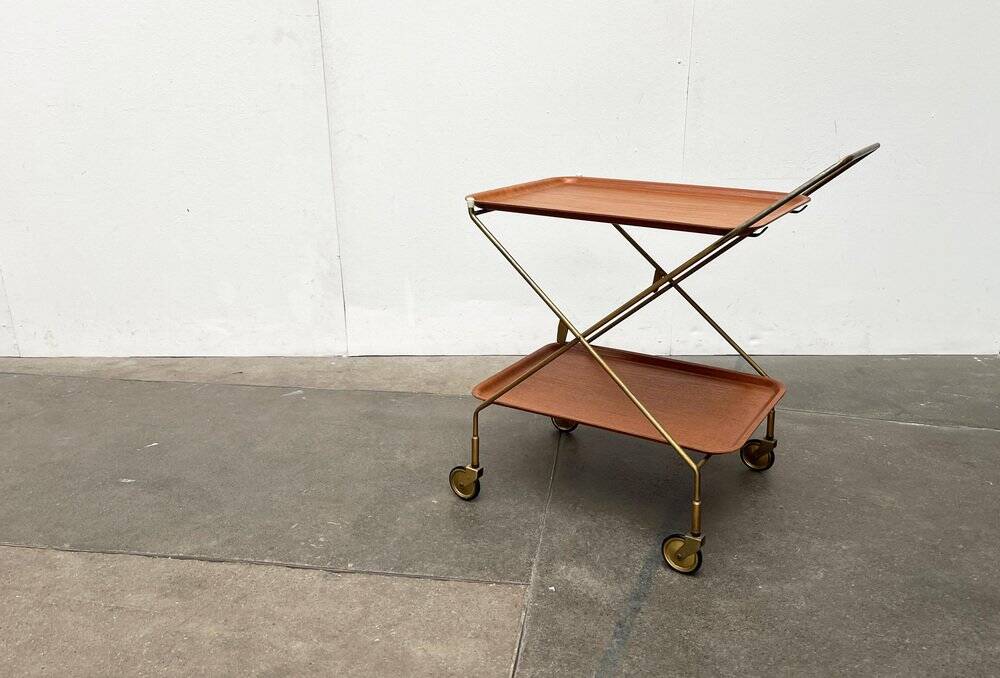Mid-Century Teak and Metal Folding Bar by Silva Denmark, 1960s
