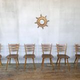 Series of 6 Scandinavian chairs or vintage wooden bistro