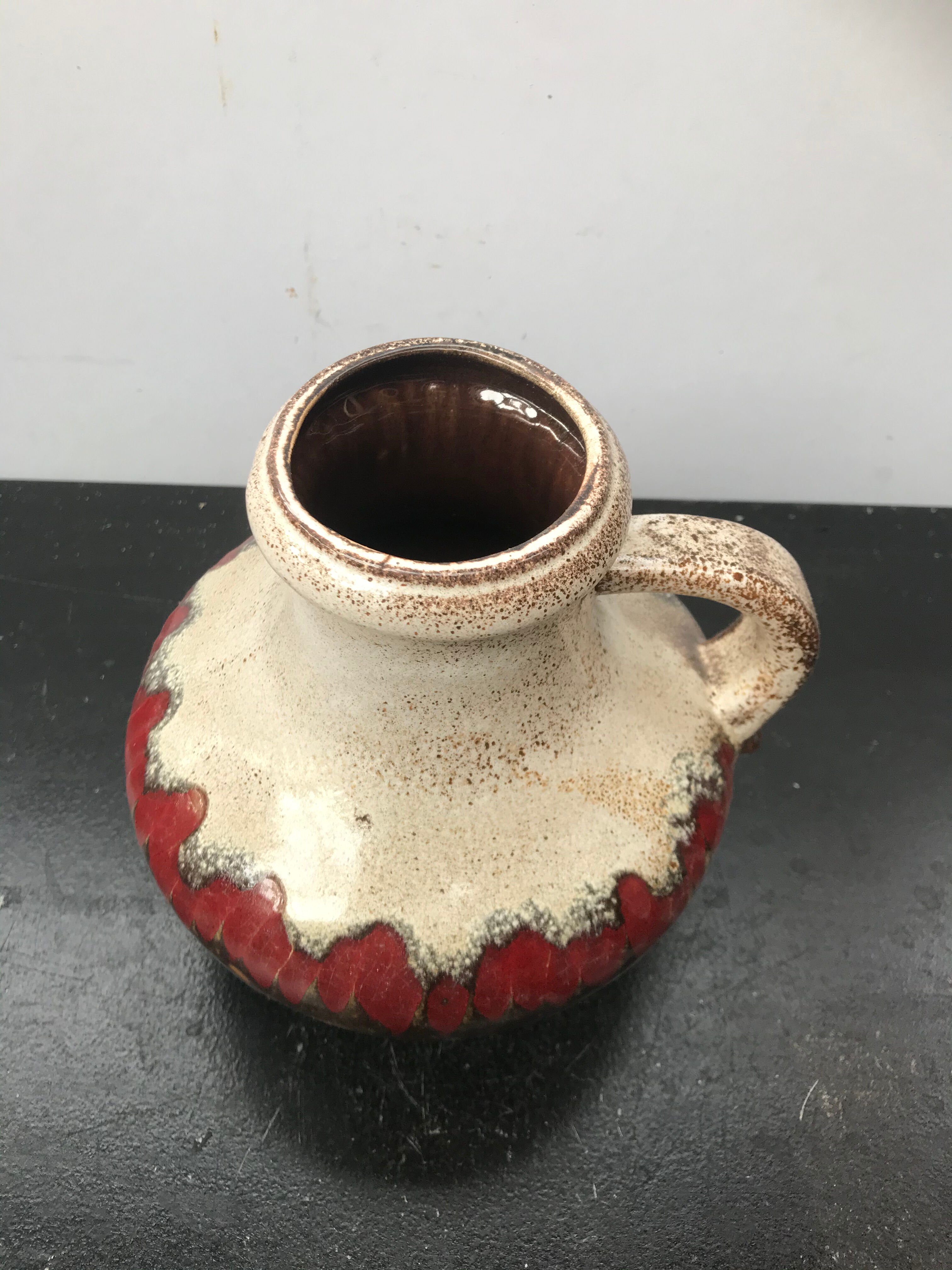 Former Pitcher SCHEVRICH Ceramics GERMANY Beige Brown Red Vintage