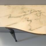 Canaletto Walnut and Beech Console with a Marble Top attr. to Paolo Buffa