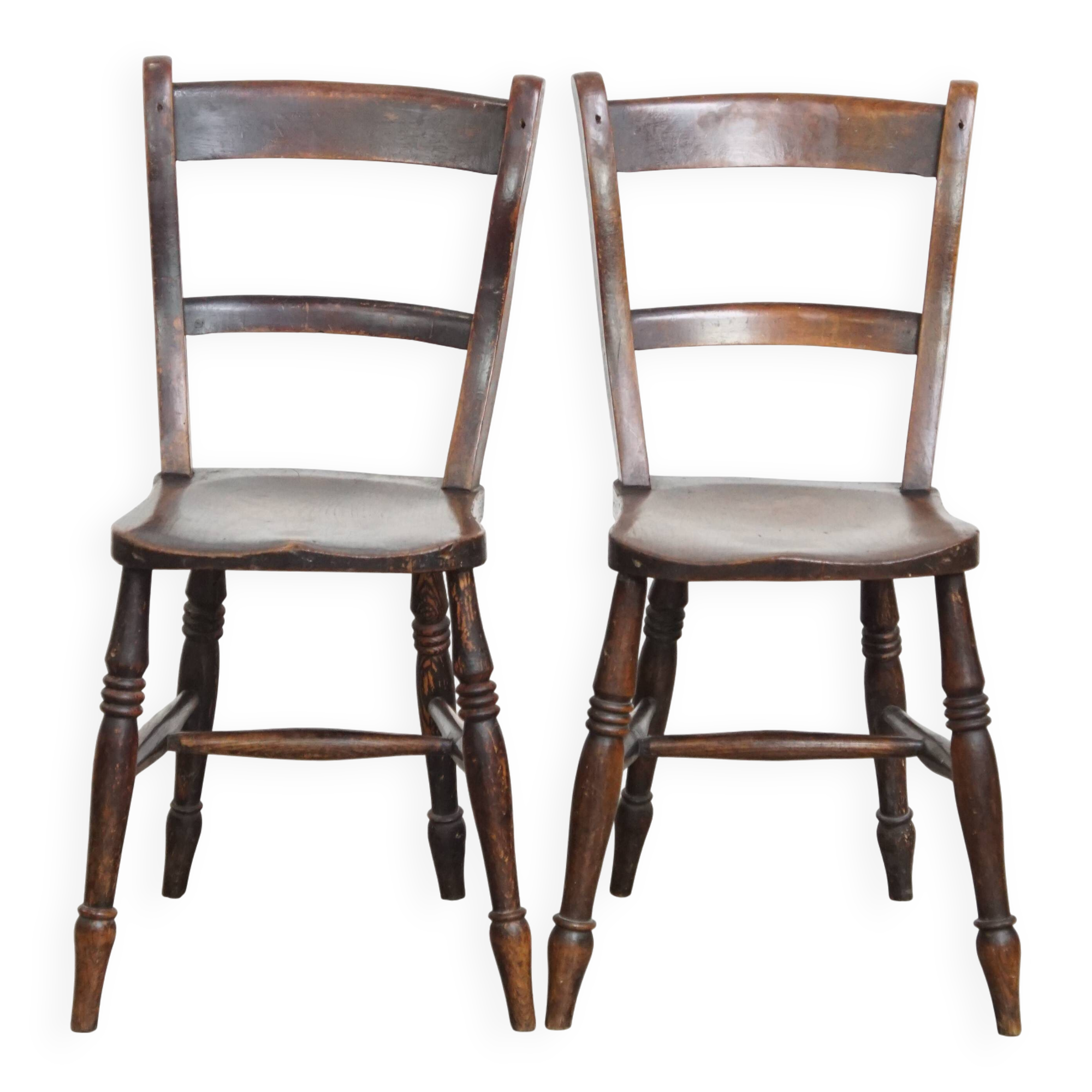 Set of 2 Antique English Oxford Dining/Kitchen Chairs