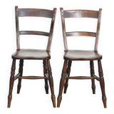 Set of 2 Antique English Oxford Dining/Kitchen Chairs