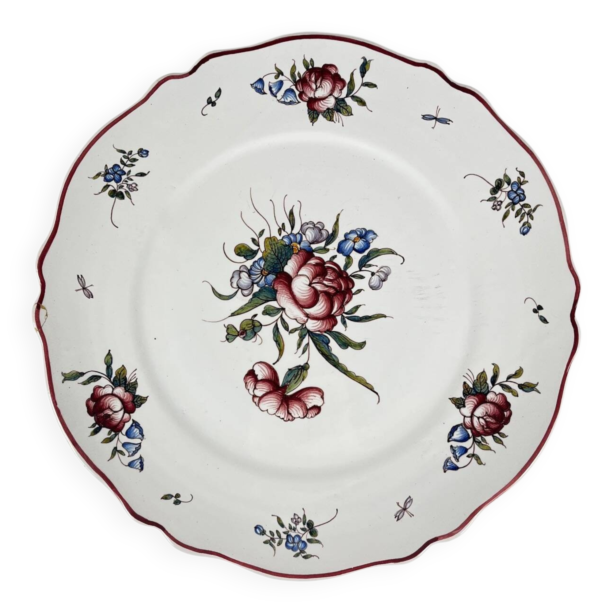 Hand-painted cake plate with rose motif, circa 1960/70