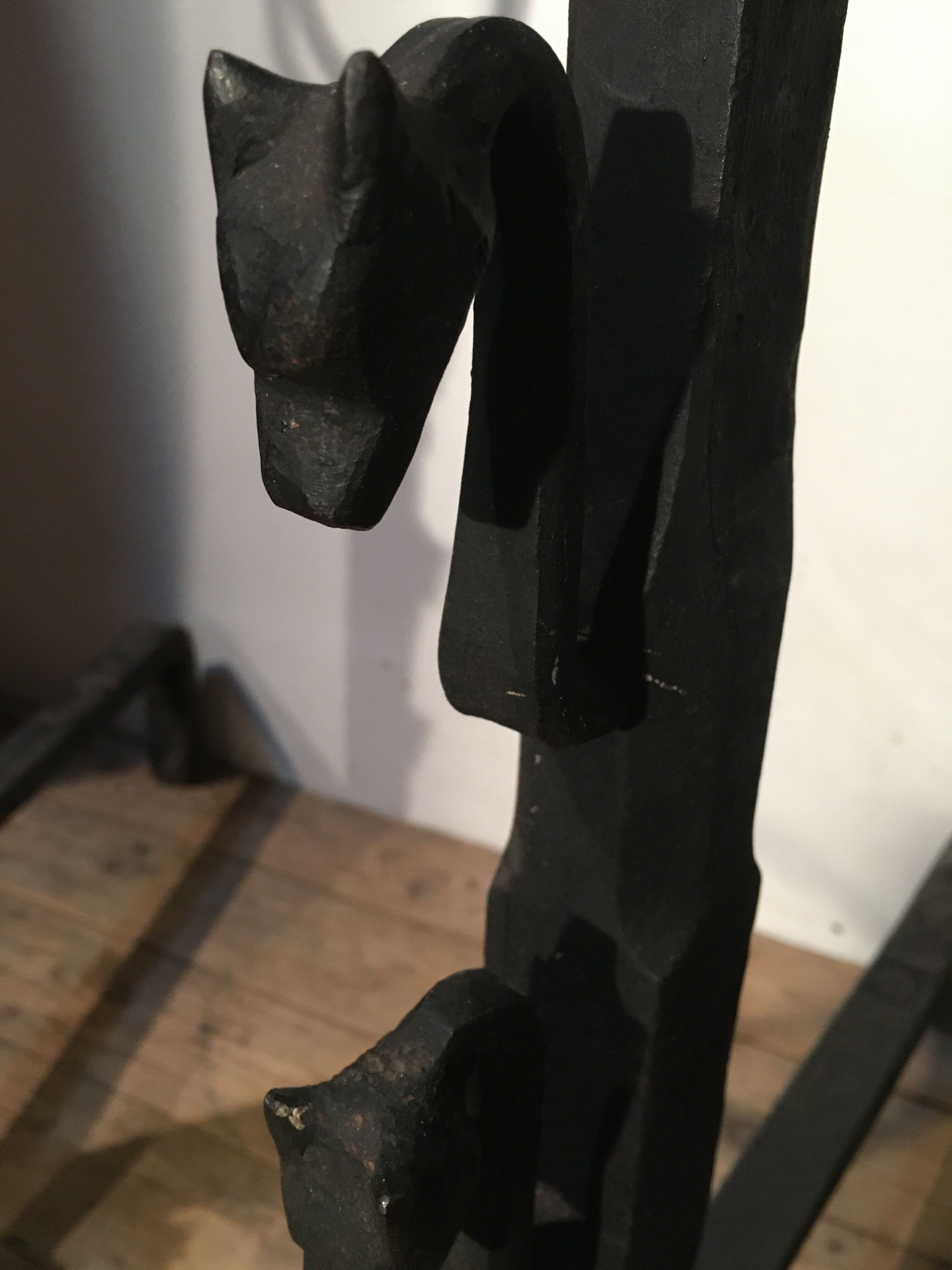 Pair of wrought iron fire tongs