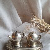 Set three pieces salt shaker and pepper teapots miniature teapots