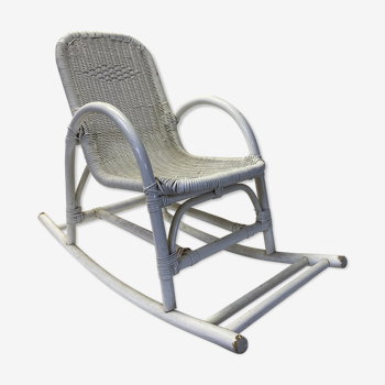 White rattan rocking chair