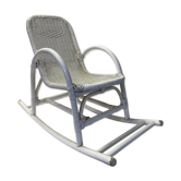 Rocking-chair en rotin blanc