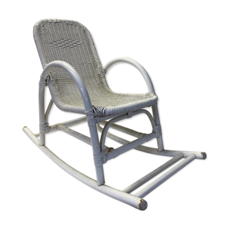 White rattan rocking chair
