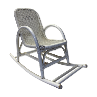 Rocking-chair en rotin blanc