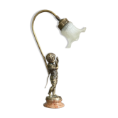 Lampe Le joueur de flûte en bronze doré signé Farbel époque XXe