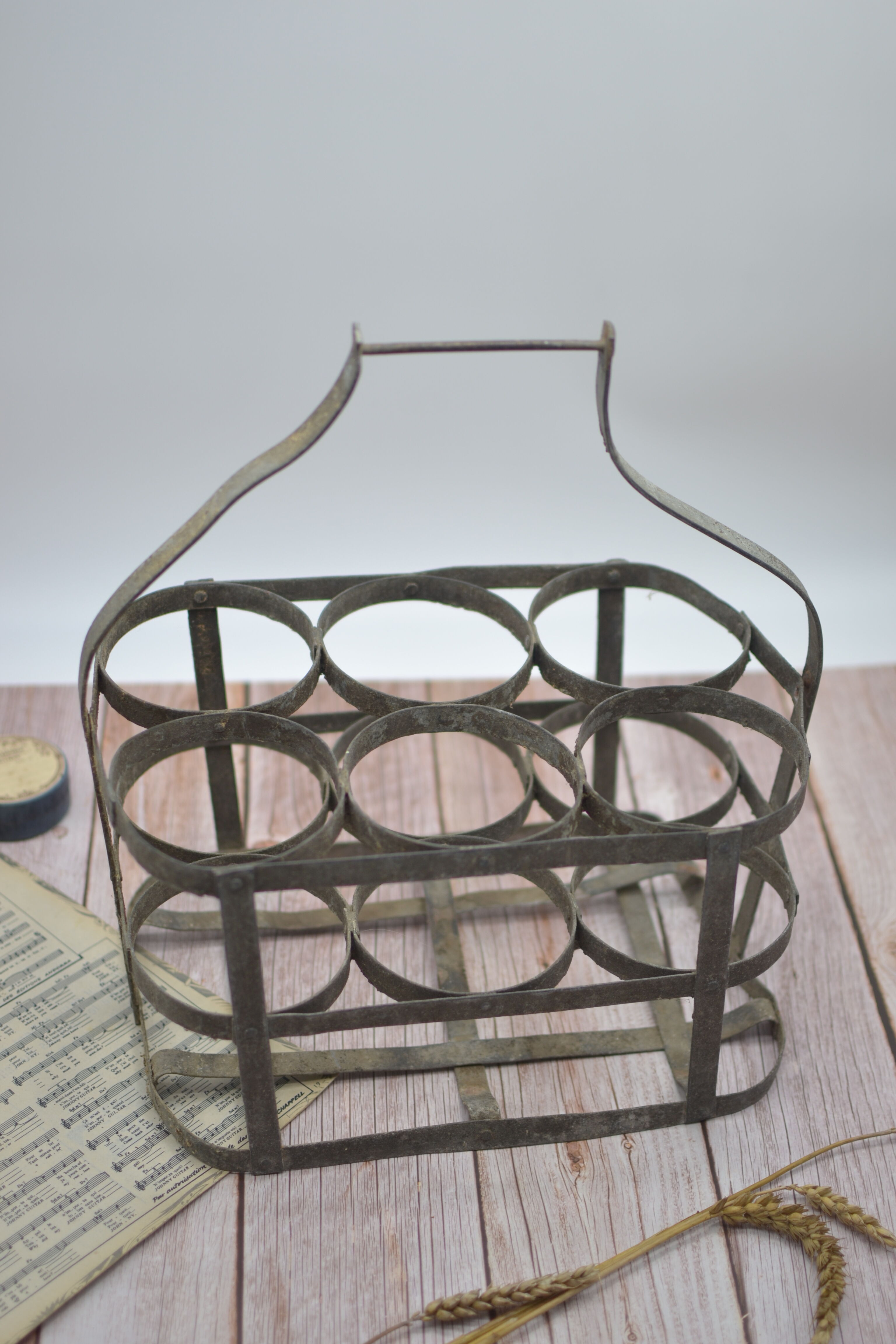 Old metal bottle holder
