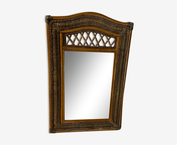 Miroir en rotin années 60 55X87cm