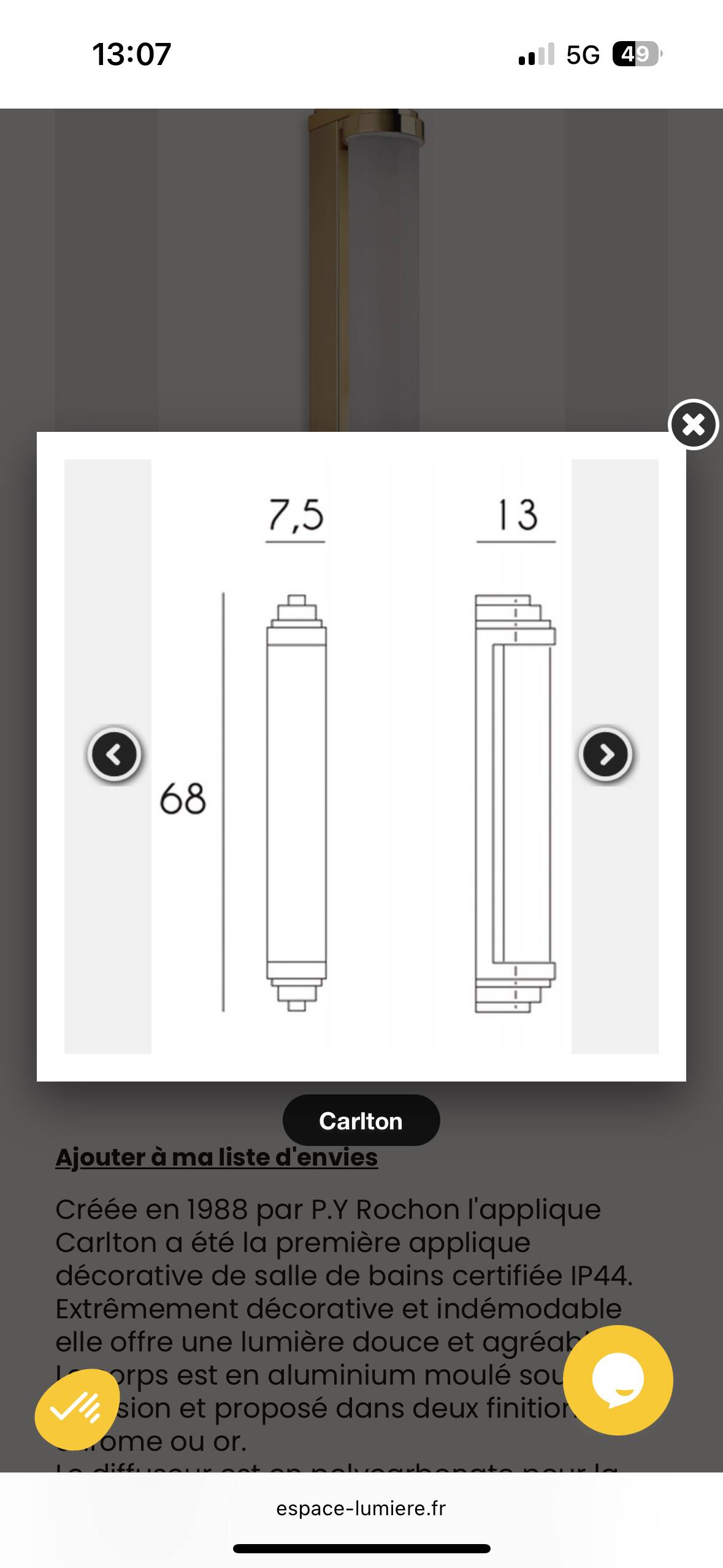 Pair of Carlton wall lights from MLE Paris designed by Pierre-Yves Rochon