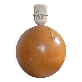 Pied de lampe boule en bois clair, 1970 Italie